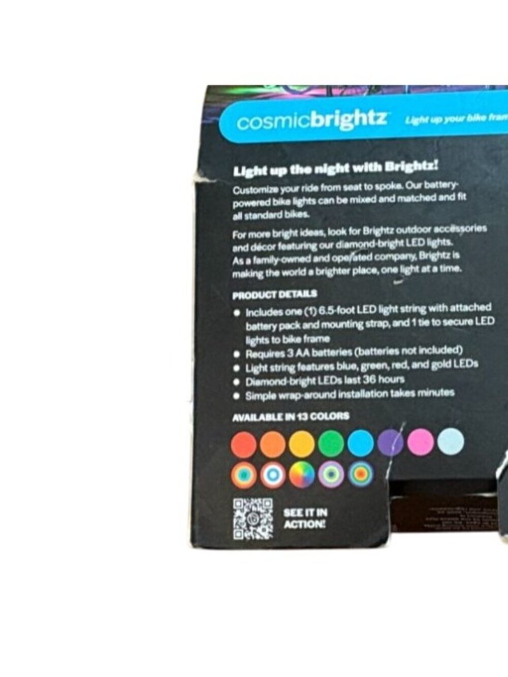 Brightz CosmicBrightz LED bike frame light in multicolor-New in Damaged Box - Picture 2 of 5